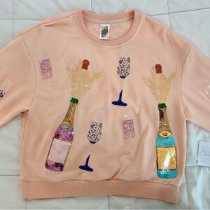 Peach Sequin Champagne Sweatshirt